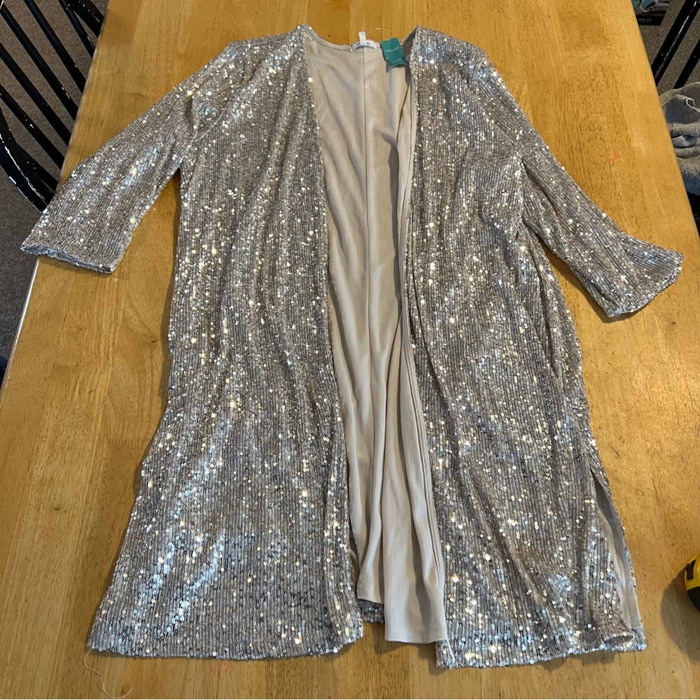 Silver Sequin Women's Sweater - Picture 2 of 8
